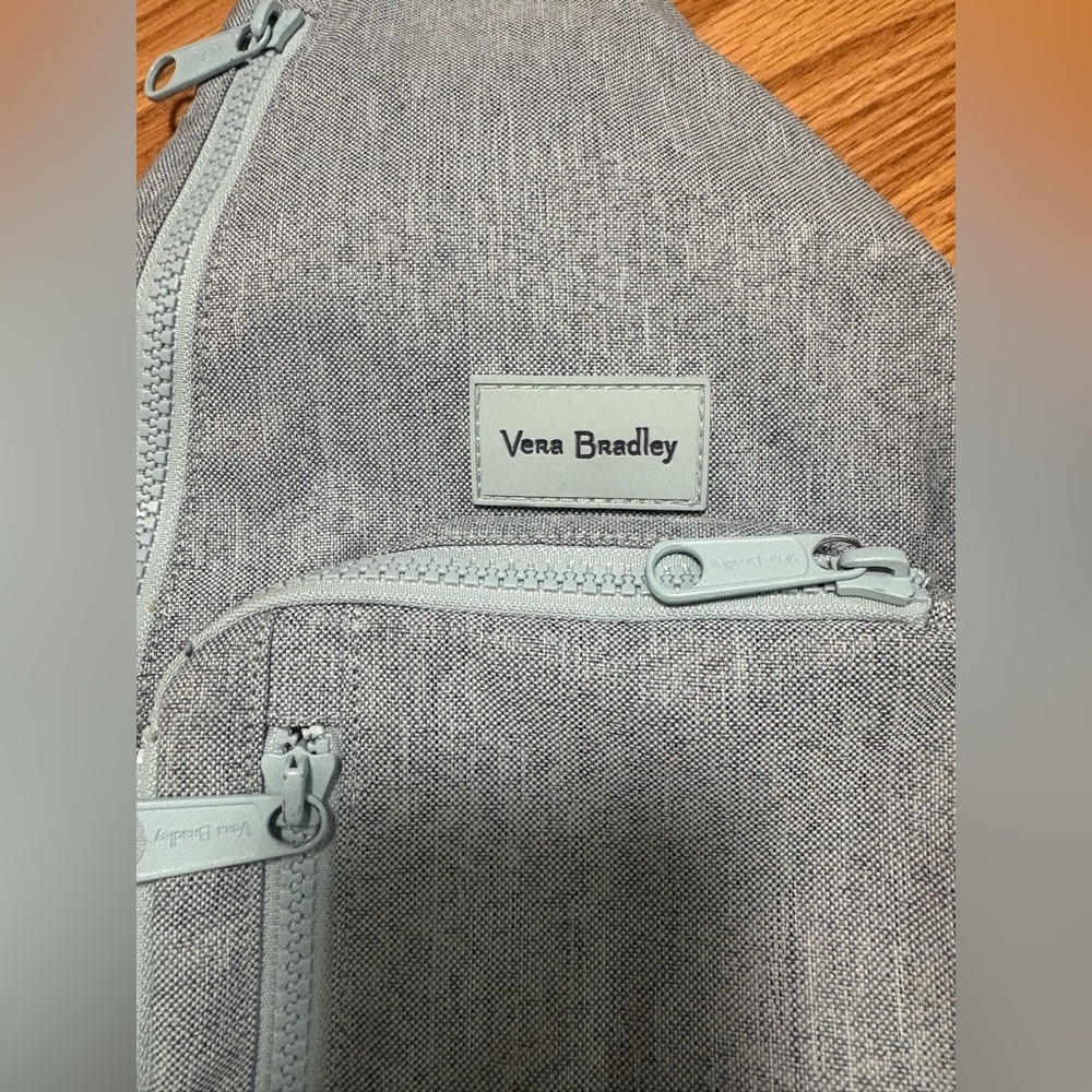 Vera Bradley Gray Sling Bag with Light Blue Accents - Picture 2 of 6